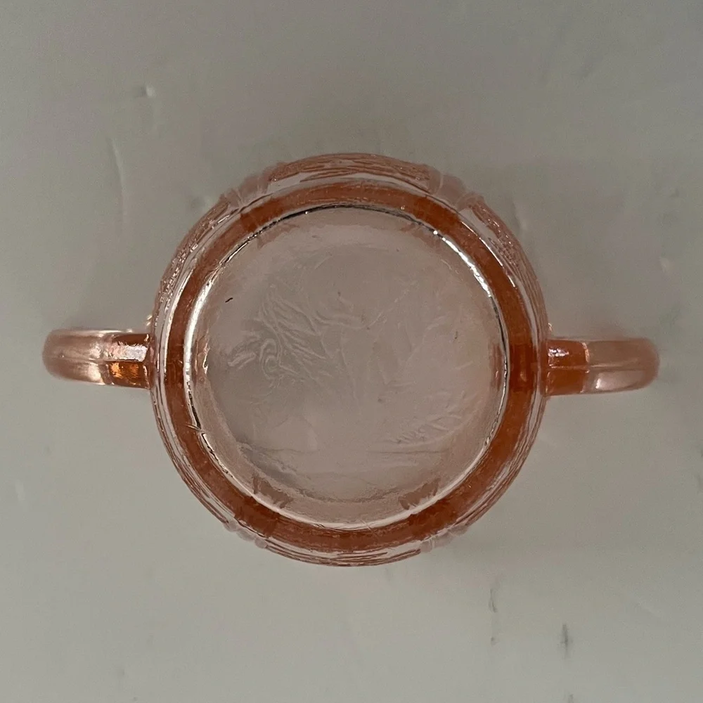 Vintage Pink Depression Glass Cherry Blossom Open Sugar